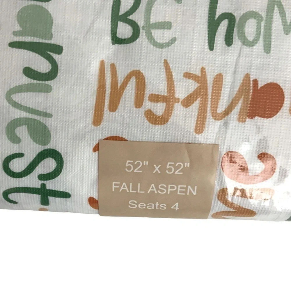 Harvest Homes Tablecloth Thanksgiving Indoor Outdoor Multicolor Square 52 in